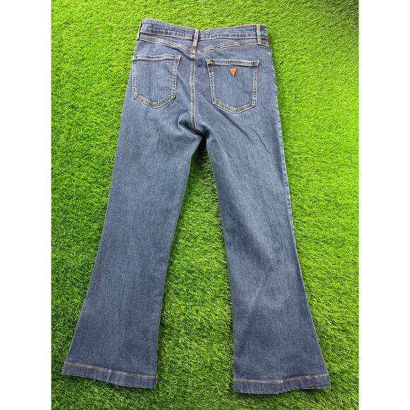 GUESS 1981 Flare Jeans Sz 30 Medium Wash Blue Button Fly Women Stretch Denim Y2K - Picture 2 of 11